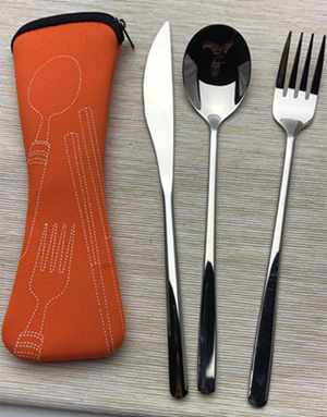 Eating utensils in a case