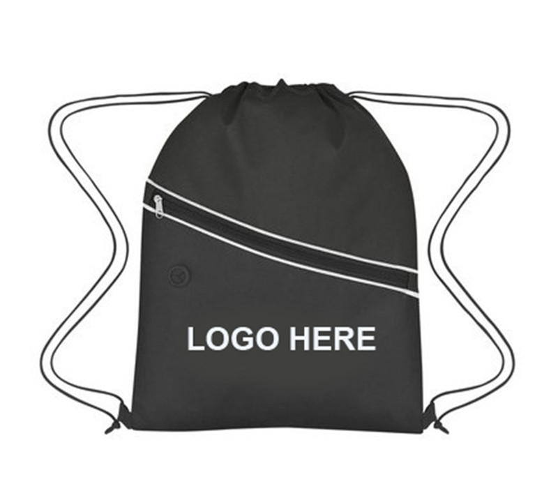 Drawstring backpack with zipper pocket