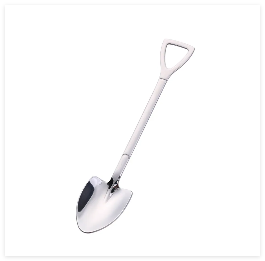 Shovel-shaped stainless steel spoon