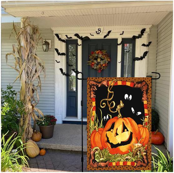 Halloween Garden Flag Holiday Yard Decoration Bunting Wicked Pumpkin Ambiance Decorative Hanging Flag Customizable