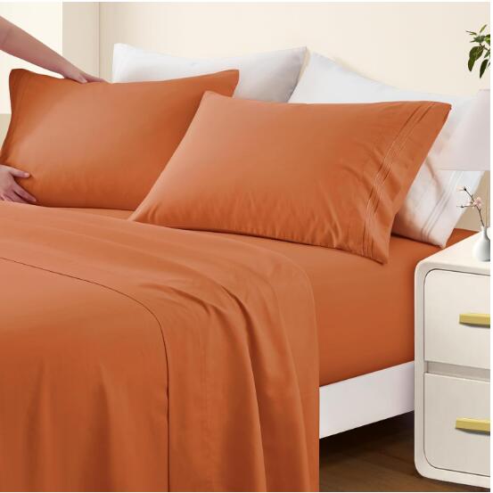 Queen Sheet Set - 4 Piece Microfiber Queen Size Burnt Orange Sheet