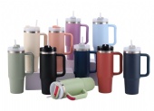 30 Oz Insulated Car Tumbler With Straw & Handle