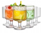 Set of 6 Ribbed Vintage Wine Glasses, 8 oz Clear Fluted Water Goblet Glasses, Unique Short Stem Cocktail Glasses for Iced Tea, Juice, Whiskey, Beer, Dessert, Party Set of 6 Ribbed Vintage Wine Glasses, 8 oz Clear Fluted Water Goblet Glasses, Unique Short Stem Cocktail Glasses for Iced Tea, Juice, Whiskey, Beer, Dessert, Party