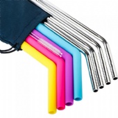 Silicone and Stainless Steel Straws Set of 8